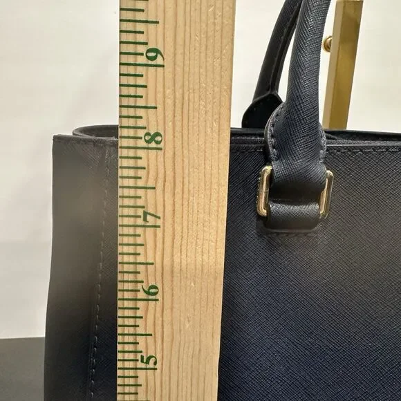 Michael Kors Kellen Medium Satchel Navy Blue Saffiano Leather Gold Hardware - Picture 6 of 15